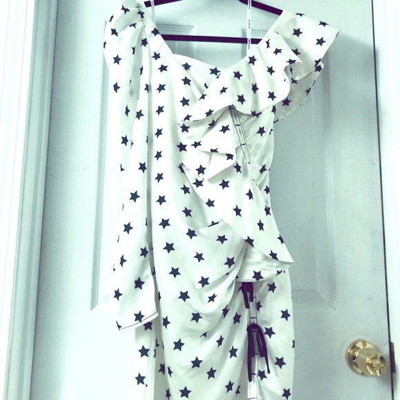 Self Portrait stars asymmetrical dress. Used once.like new - Picture 3 of 8